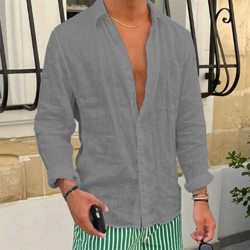 Capri Classic Linen Long-Sleeve Shirt