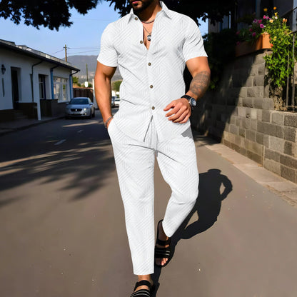 Mason Micro-Textured Shirt & Trousers Co-Ord Set