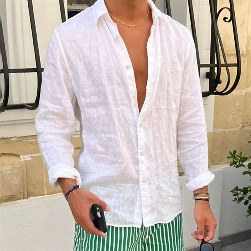 Capri Classic Linen Long-Sleeve Shirt