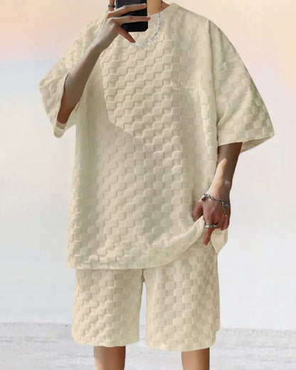 Kai Textured Check Oversized T-Shirt & Shorts Co-Ord Set