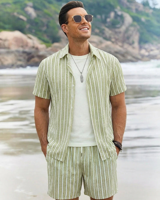 Theo Vertical Striped Shirt & Shorts Co-Ord Set