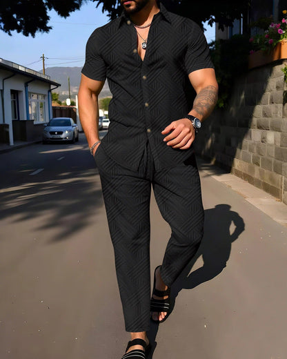 Mason Micro-Textured Shirt & Trousers Co-Ord Set