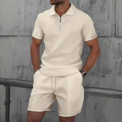 Lucas Ribbed Quarter-Zip Shorts Co-Ord Set