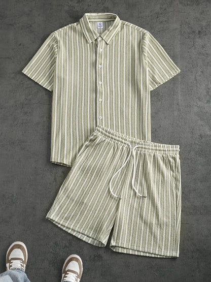 Theo Vertical Striped Shirt & Shorts Co-Ord Set