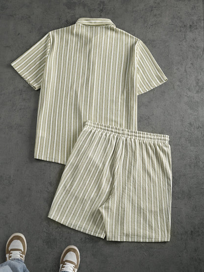 Theo Vertical Striped Shirt & Shorts Co-Ord Set