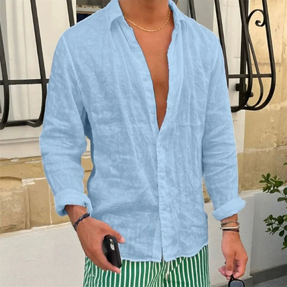 Capri Classic Linen Long-Sleeve Shirt