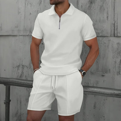 Lucas Ribbed Quarter-Zip Shorts Co-Ord Set