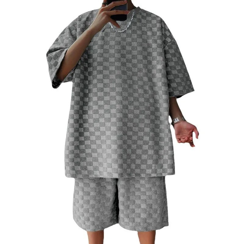 Kai Textured Check Oversized T-Shirt & Shorts Co-Ord Set