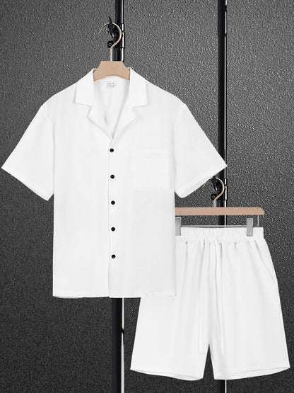 Arlo Cotton-Linen Cuban Collar Shirt & Shorts Co-Ord Set