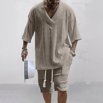 Santorini Cable-Knit Two-Piece Shorts Set