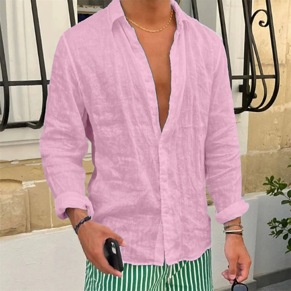 Capri Classic Linen Long-Sleeve Shirt