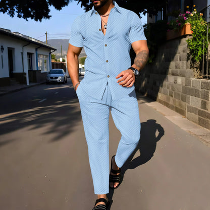 Mason Micro-Textured Shirt & Trousers Co-Ord Set