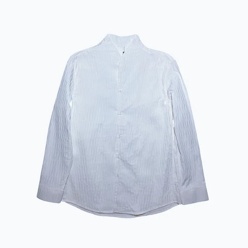 Textured Grandad Collar Long Sleeve Shirt