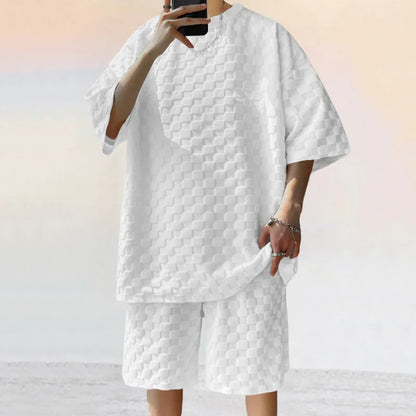 Kai Textured Check Oversized T-Shirt & Shorts Co-Ord Set
