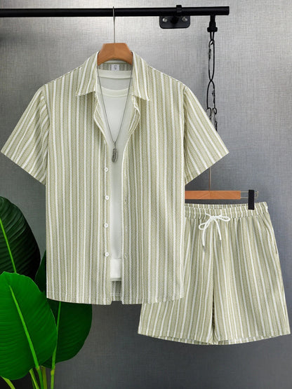 Theo Vertical Striped Shirt & Shorts Co-Ord Set