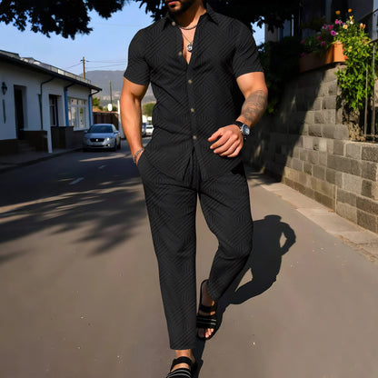 Mason Micro-Textured Shirt & Trousers Co-Ord Set