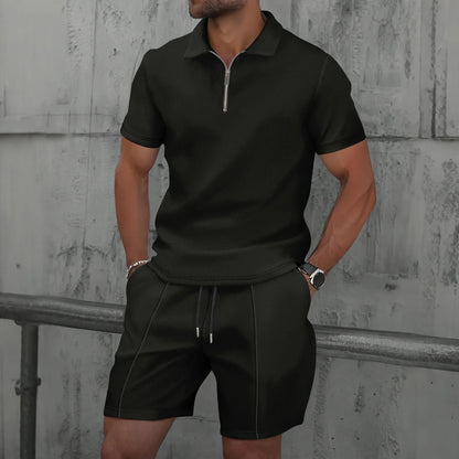 Lucas Ribbed Quarter-Zip Shorts Co-Ord Set