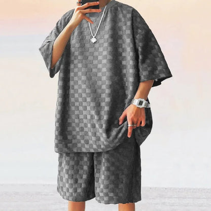 Kai Textured Check Oversized T-Shirt & Shorts Co-Ord Set