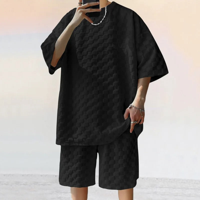 Kai Textured Check Oversized T-Shirt & Shorts Co-Ord Set